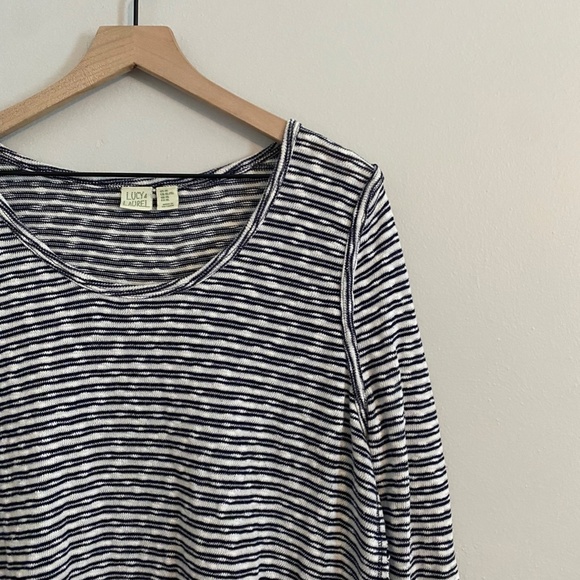 Lucy & Laurel Long Sleeve Knit Top Blue/White Striped XL Made in UK - Picture 2 of 7